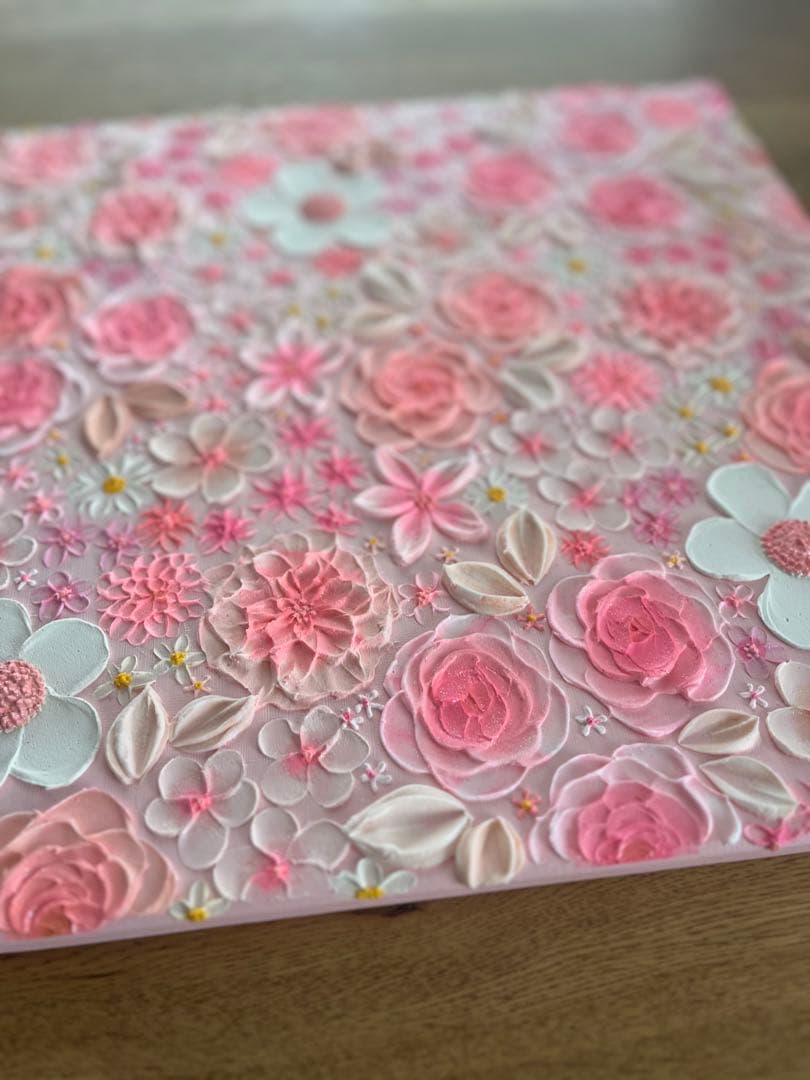 ピンク　ピンクのお花 壁掛けアート 絵画 花の絵 フラワーアート