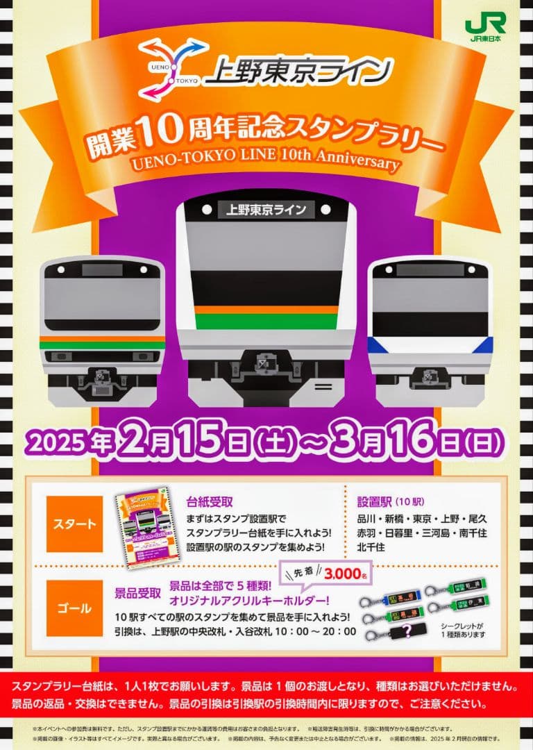 上野東京ライン開業10周年記念スタンプラリー　【全５種類フルコンプリートセット】