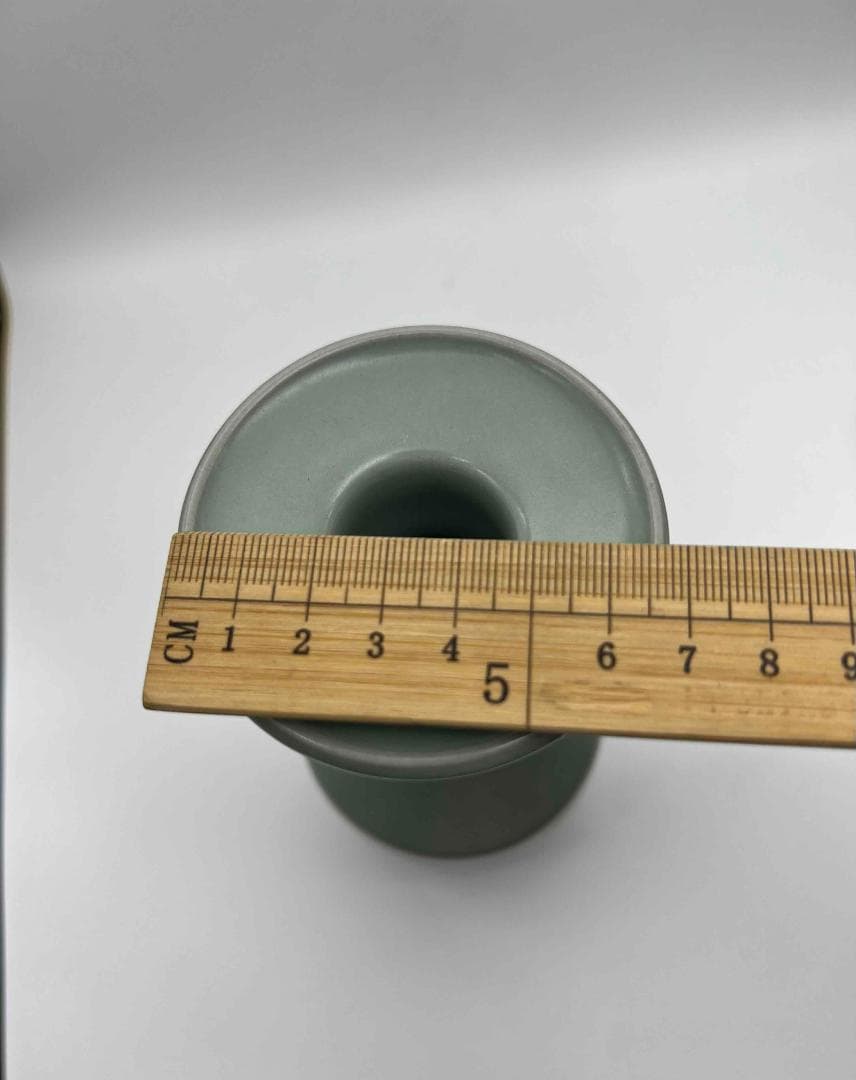 南宋時代　青磁　龍泉窯摩羯耳盤口瓶 花瓶 漆蓋付き 唐物 (A-74)