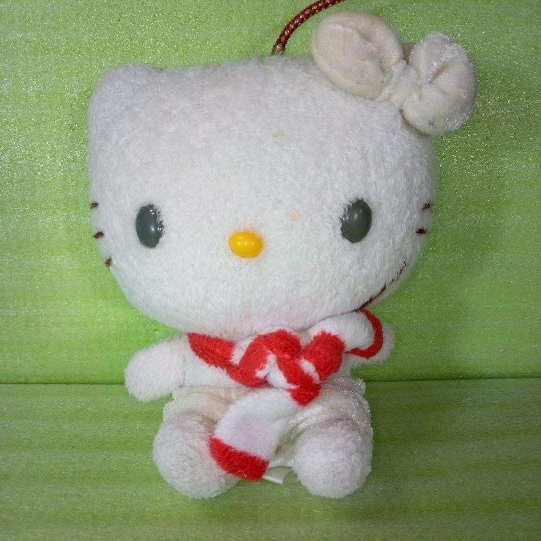 ハローキティ　HELLO KITTY　赤白マフラー　スカーフ　ぬいぐるみ　レア
