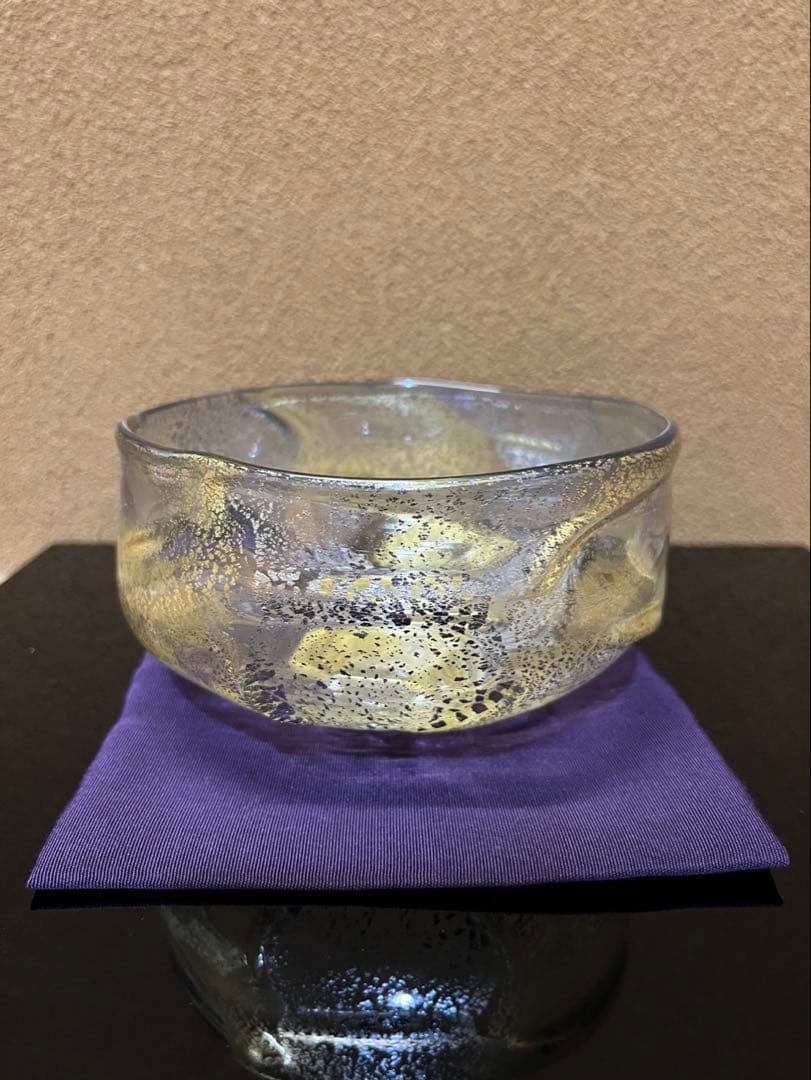 石井康治　手吹き金彩硝子　茶碗