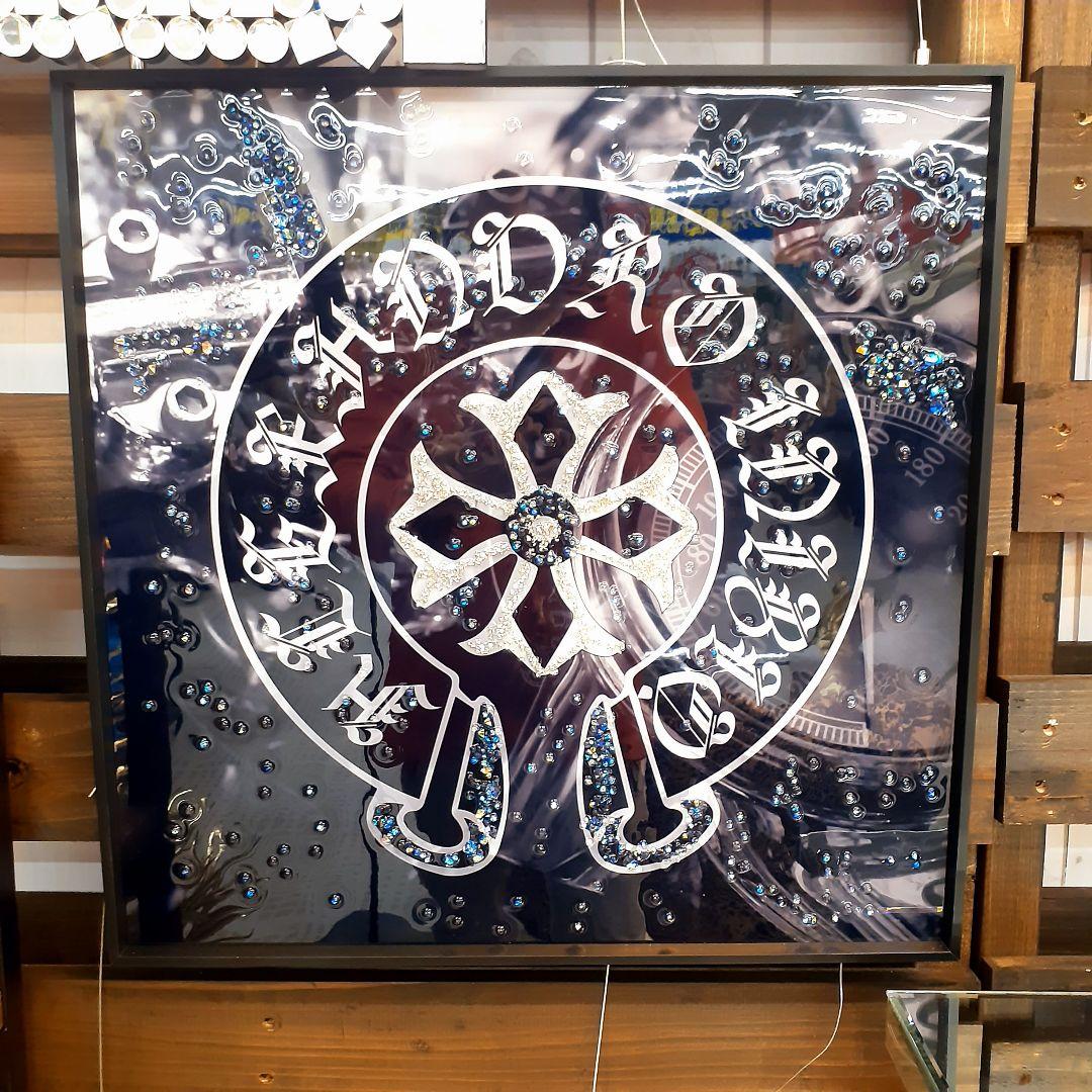 輸入雑貨　天然水晶石　クリスタルアート　ハーツダビッド　ブラックフレーム