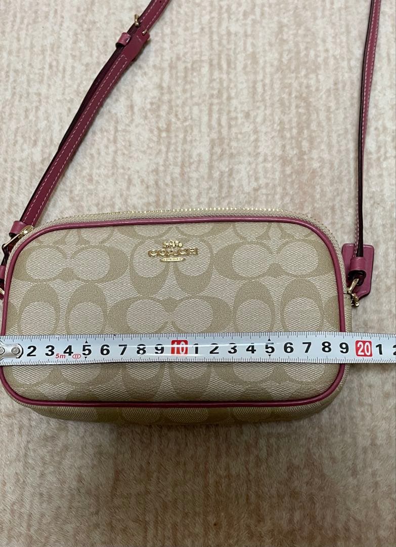 13日限定お値下げ【COACH スマホショルダーバッグ ベージュ/ピンク】