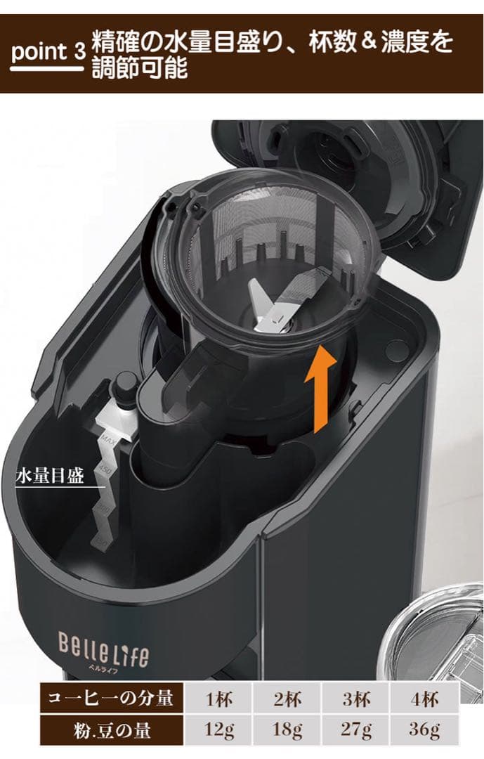 【新品・未使用】全自動コーヒーメーカー BelleLife BLF-3000BE