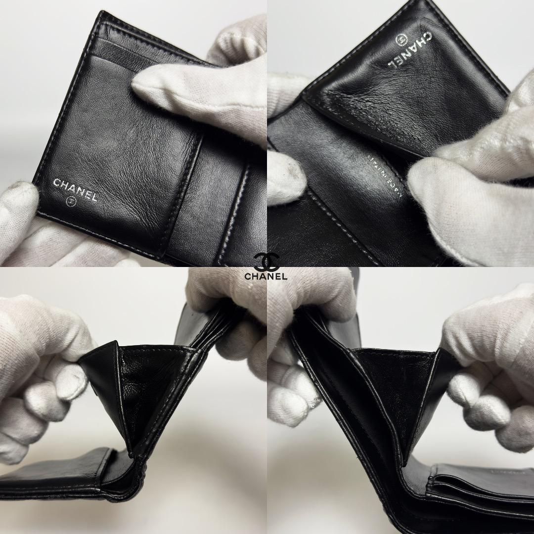 正規品　美品　CHANEL シャネル　カメリア　エンボス　Wホック　三つ折り財布