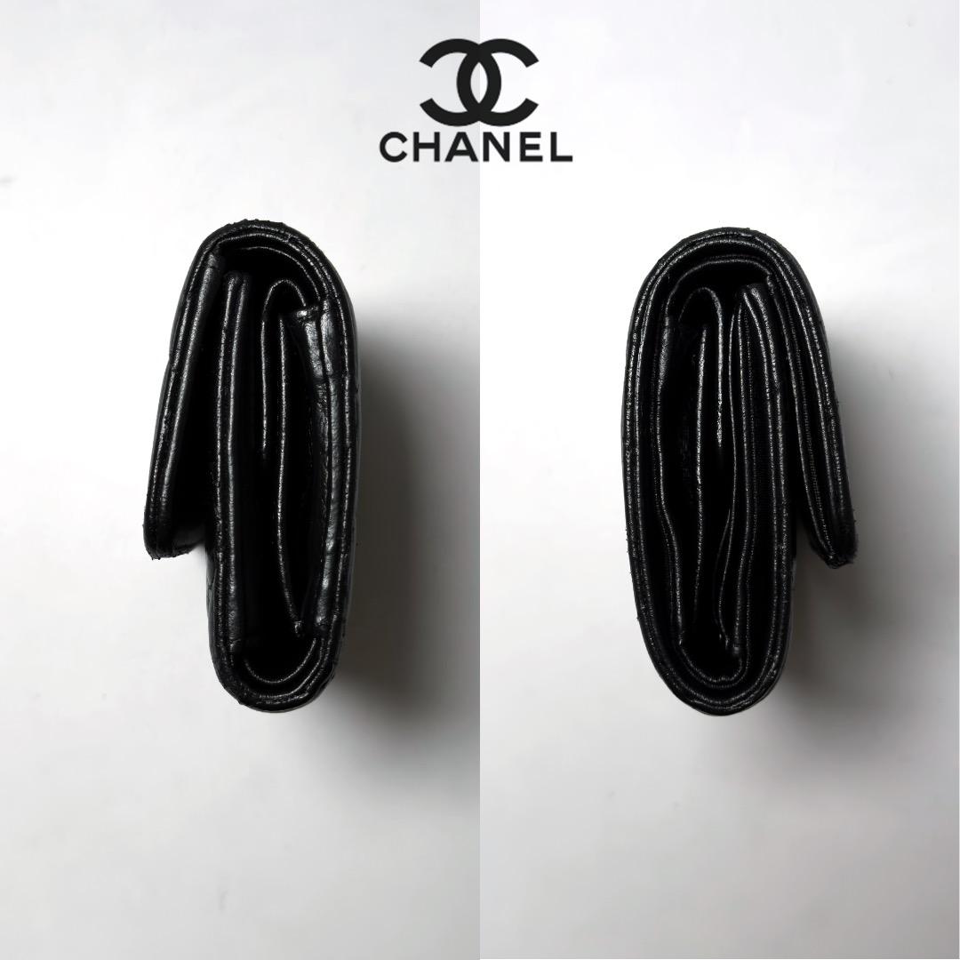 正規品　美品　CHANEL シャネル　カメリア　エンボス　Wホック　三つ折り財布