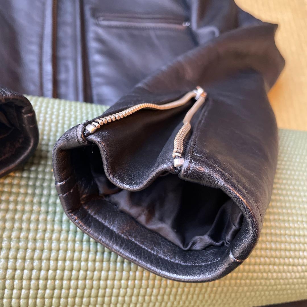 ブラックシングルライダースジャケット NANKAI製 バイク