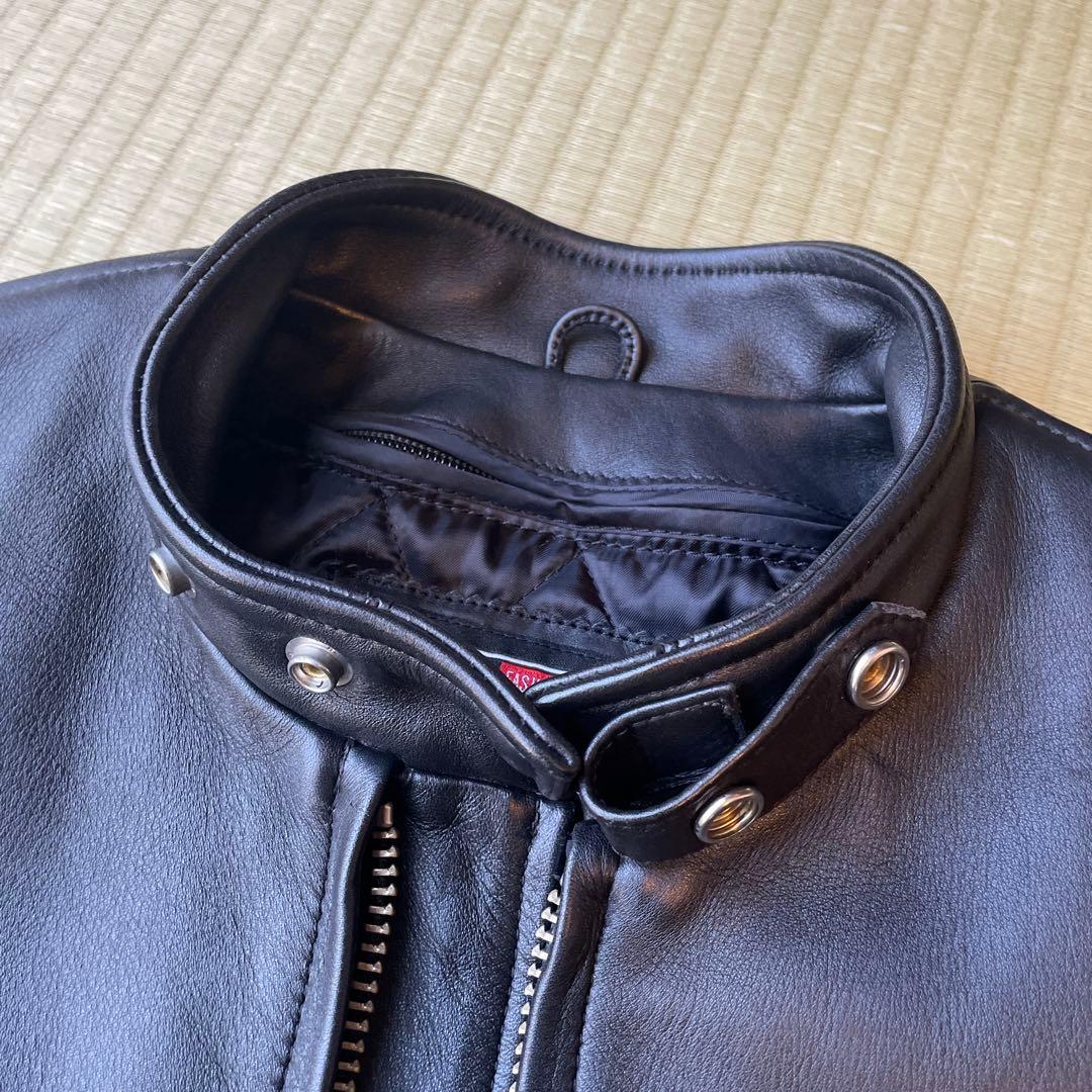 ブラックシングルライダースジャケット NANKAI製 バイク