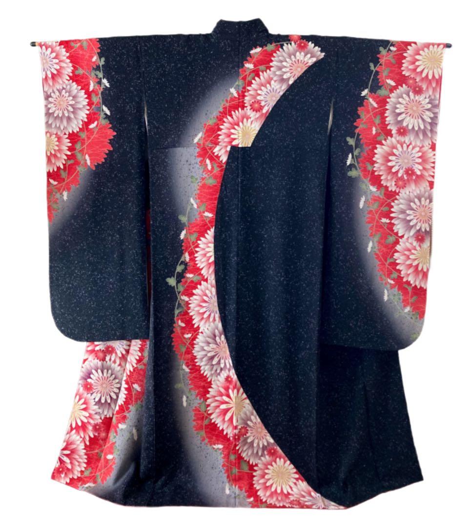 正絹 振袖 単品　菊 花文様 紋意匠 成人式 前撮り