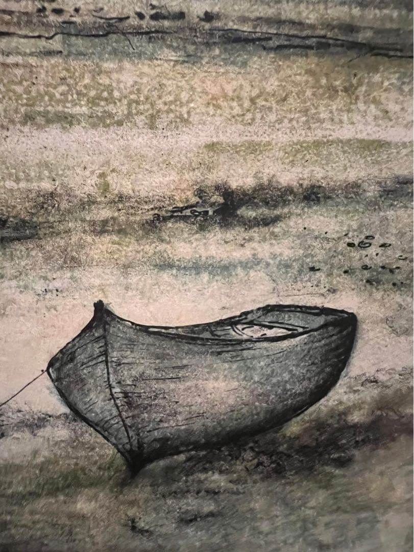 ガントナー 浜辺の小舟 額縁 アート インテリア