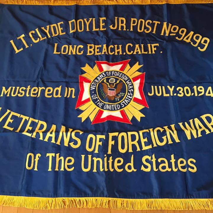 超レア大型美品！40’sUSAビンテージVFW米国退役軍人会 両面刺繍フラッグ旗