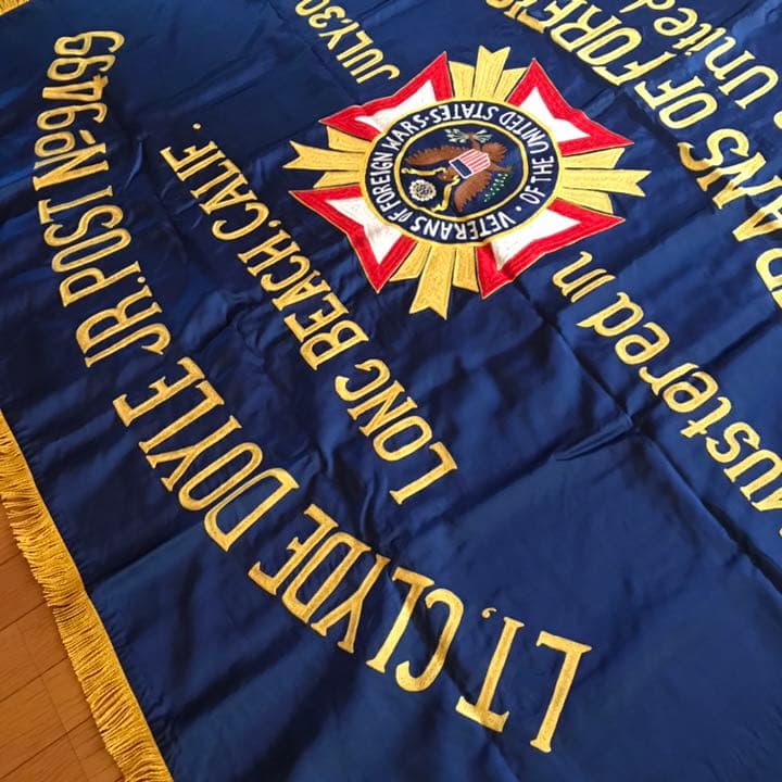 超レア大型美品！40’sUSAビンテージVFW米国退役軍人会 両面刺繍フラッグ旗