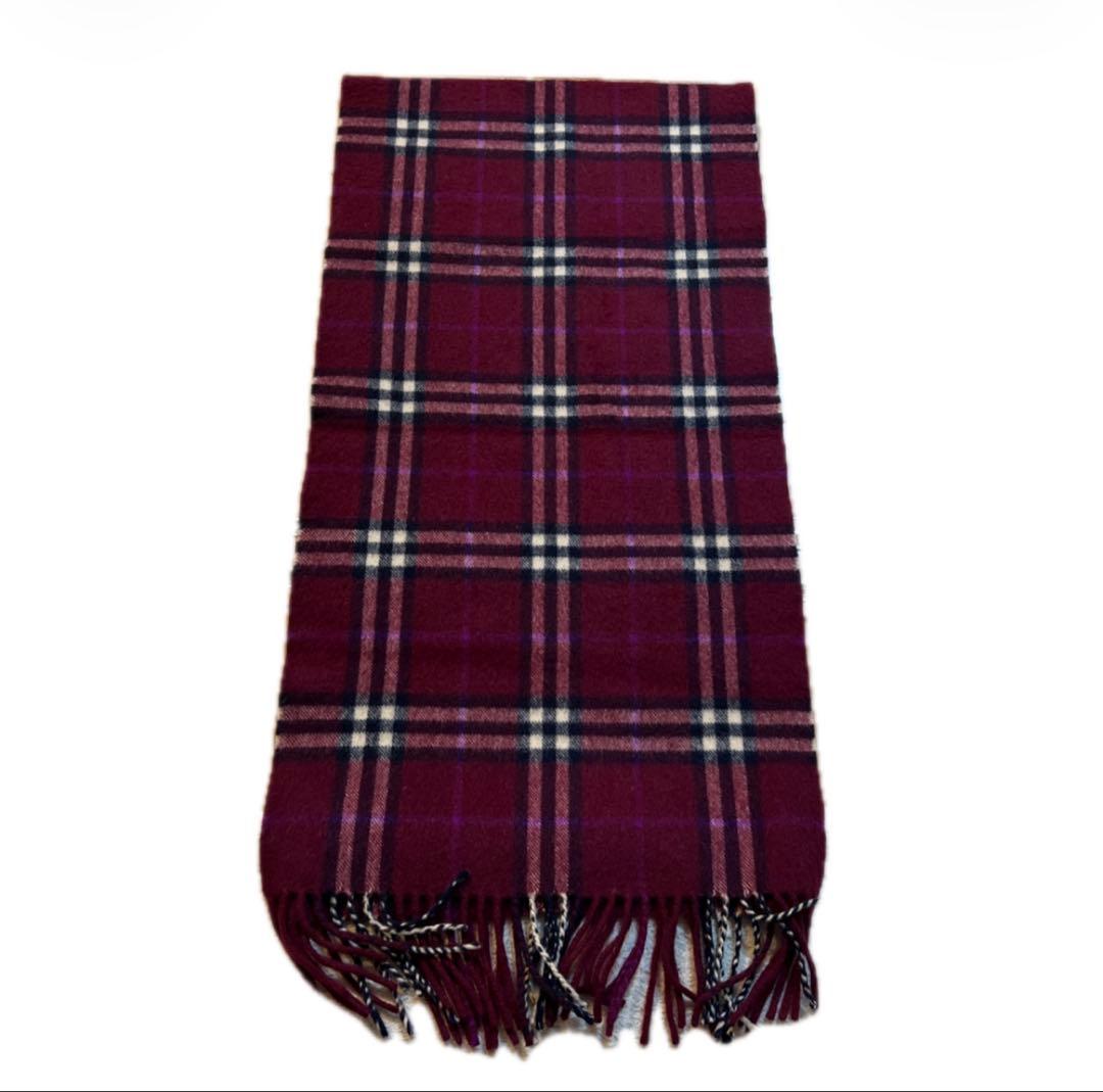 BURBERRY LONDON カシミヤマフラー 赤チェック