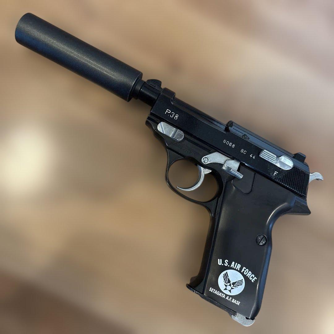 ウエスタンアームズ　ワルサーp38k 世田谷ベースグリップ換装　サイレンサー付き