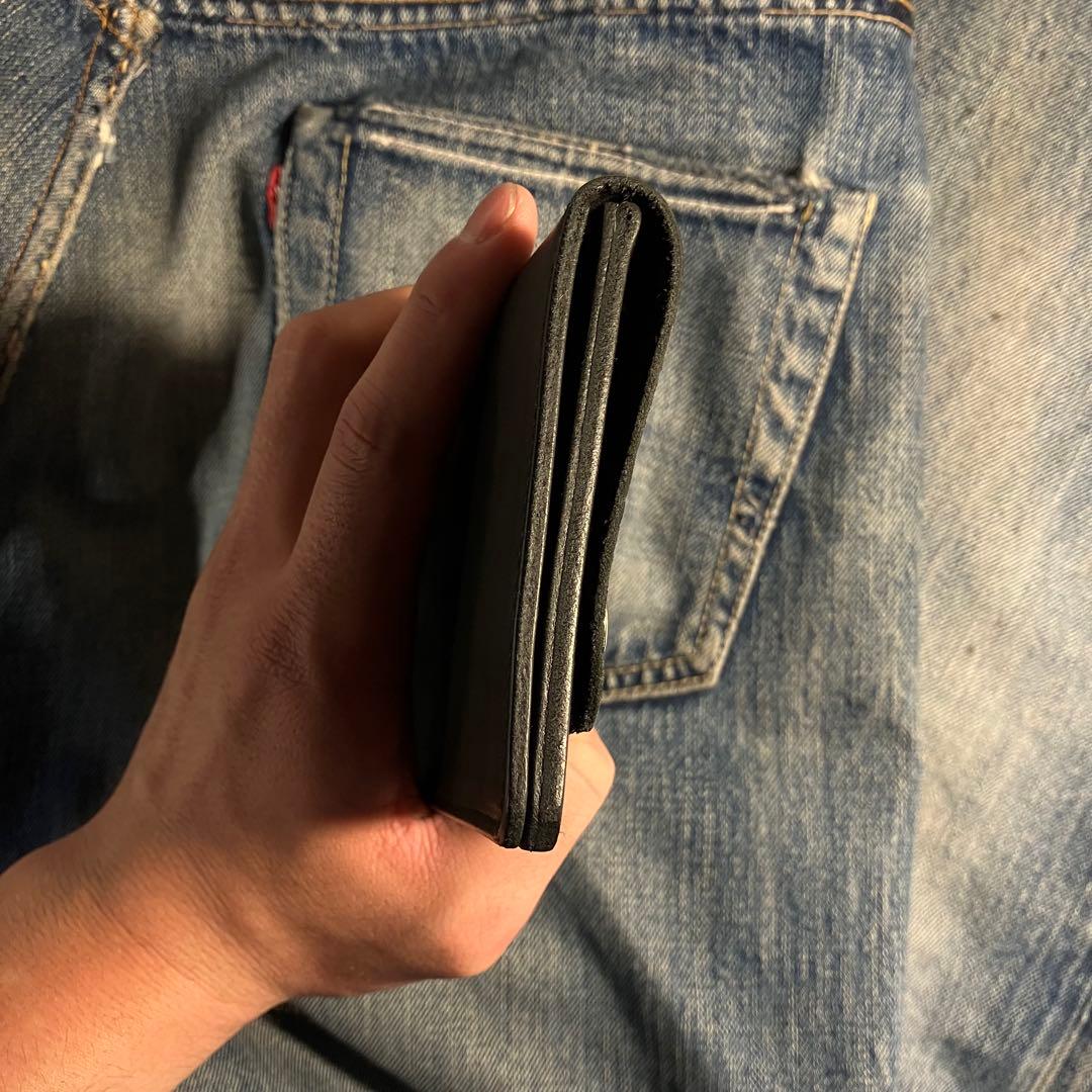 薄型ロングトラッカーウォレット 2層 シルバー 栃木レザー ハンドメイド