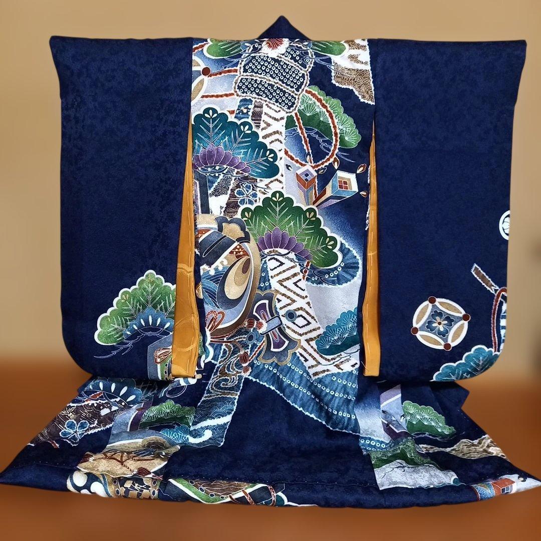 市松人形　15号 ドール　男の子　女の子　正絹　濃紺　着物　襦袢