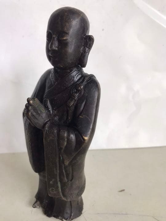 古銅仏像，賞物，置物，（旧家藏出）細工細作，古玩，古董，高1⃣️4⃣️cm，重370克