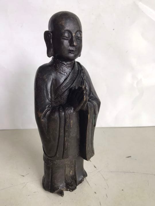 古銅仏像，賞物，置物，（旧家藏出）細工細作，古玩，古董，高1⃣️4⃣️cm，重370克