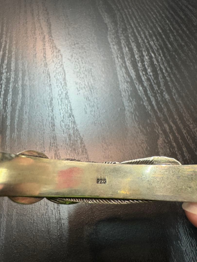 国外買付　シルバー925 刻印ターコイズ フェザー　 バングル