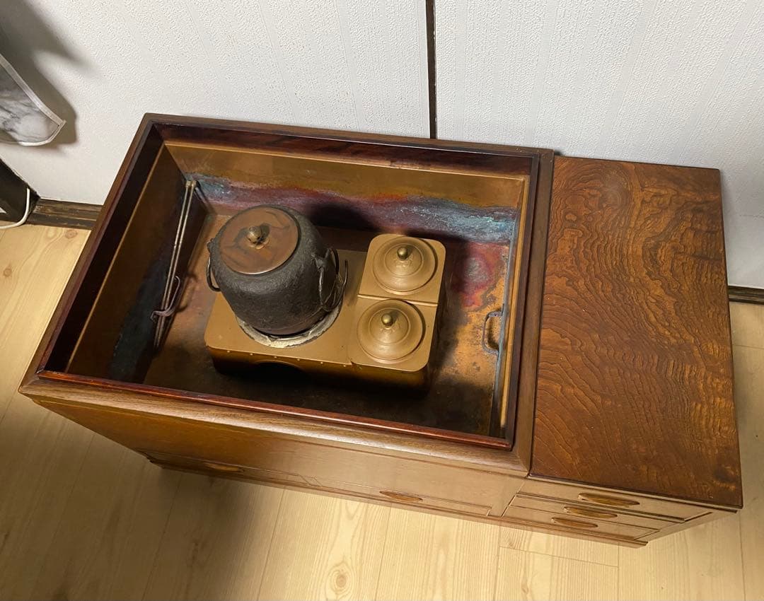 火鉢 灰慣らし 内銅 古民具 茶道具 囲炉裏 和家具 引き出し