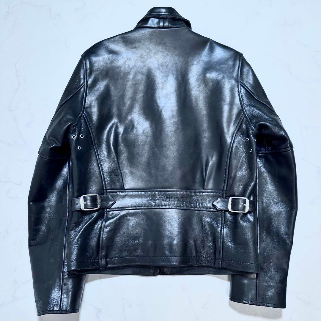 フリーダム シングルライダースジャケット バイクウェア メンズ 牛革 黒 L相当