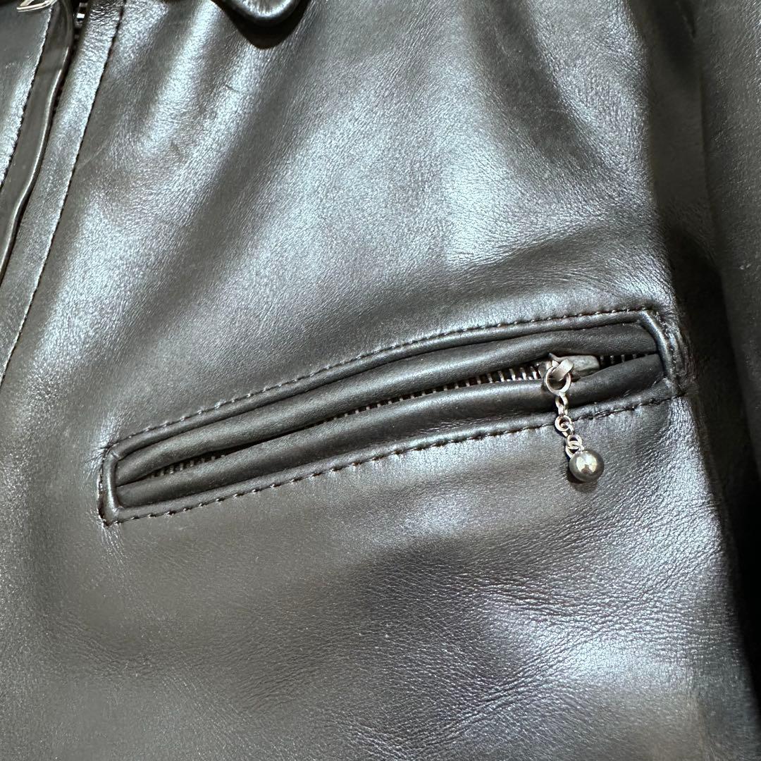 フリーダム シングルライダースジャケット バイクウェア メンズ 牛革 黒 L相当