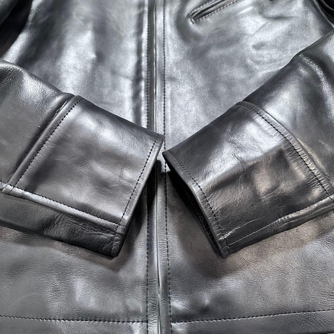 フリーダム シングルライダースジャケット バイクウェア メンズ 牛革 黒 L相当