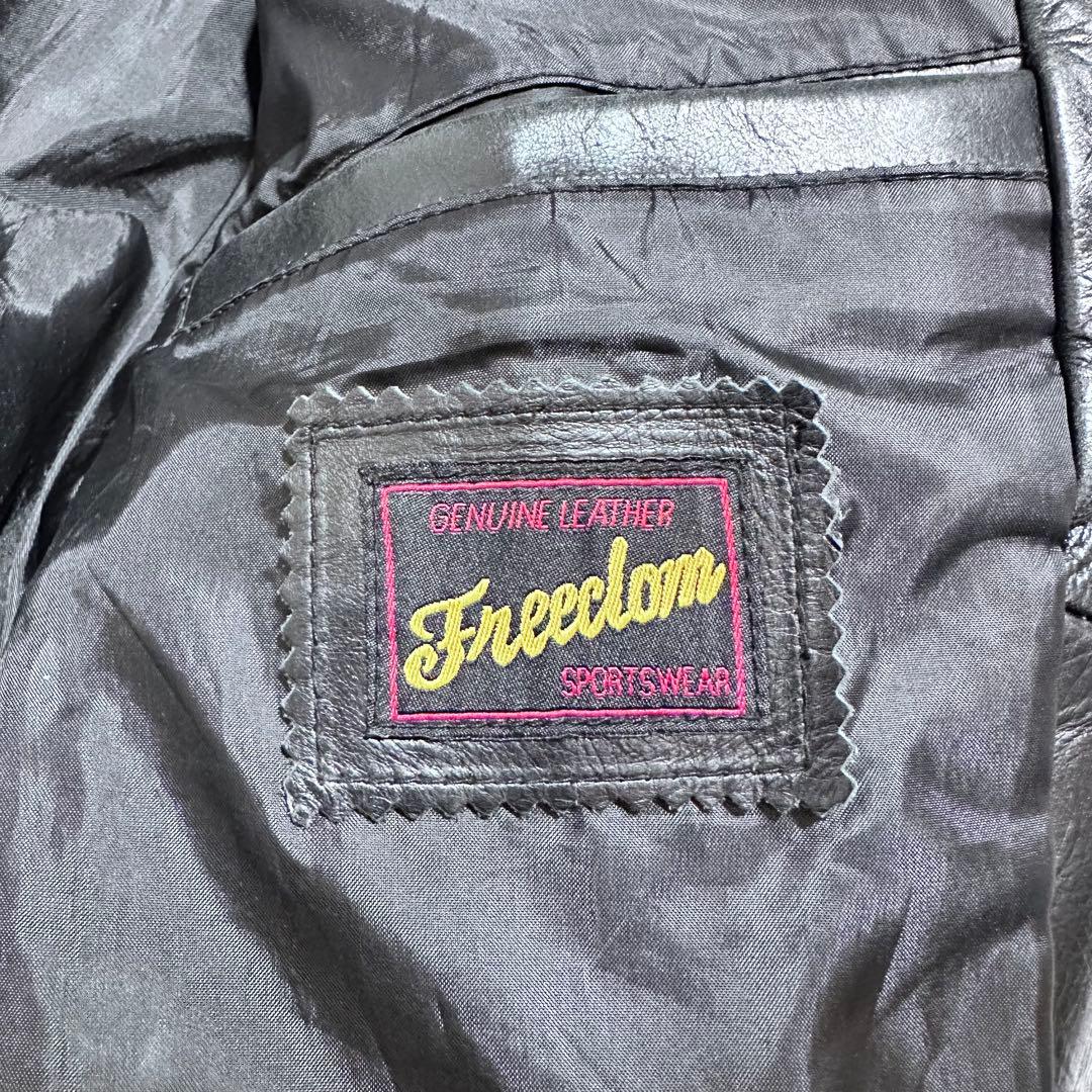 フリーダム シングルライダースジャケット バイクウェア メンズ 牛革 黒 L相当