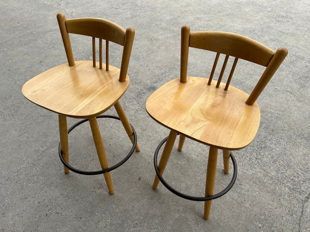 カウンターチェア 天然木　ハイスチェアー　2脚