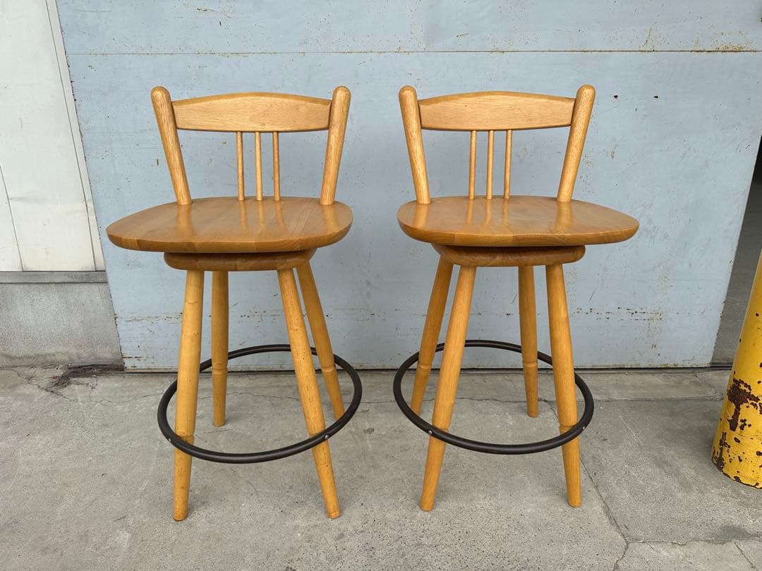 カウンターチェア 天然木　ハイスチェアー　2脚