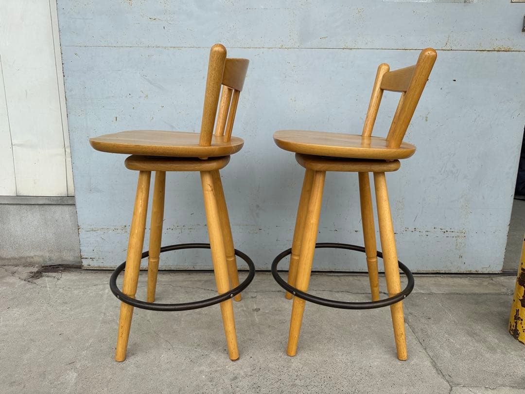 カウンターチェア 天然木　ハイスチェアー　2脚