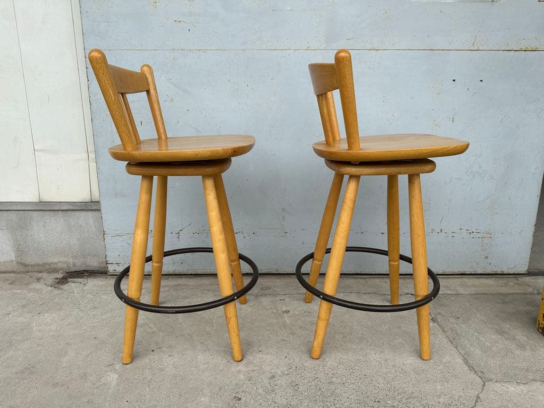 カウンターチェア 天然木　ハイスチェアー　2脚