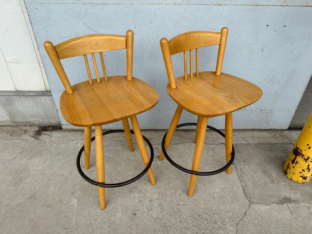 カウンターチェア 天然木　ハイスチェアー　2脚