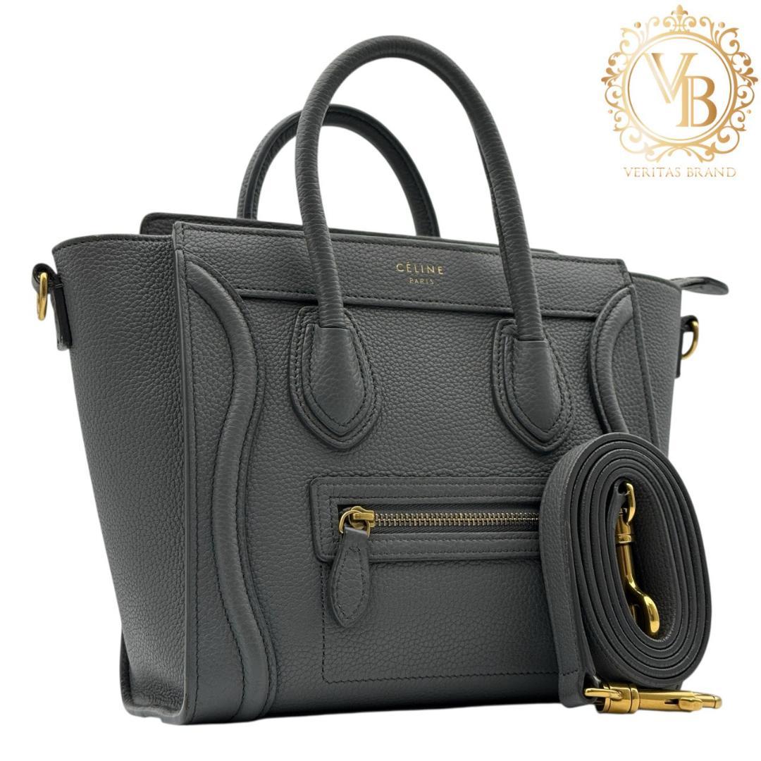 【美品】セリーヌ ラゲージ ナノ 2wayハンドバッグ ショルダーバッグ グレー