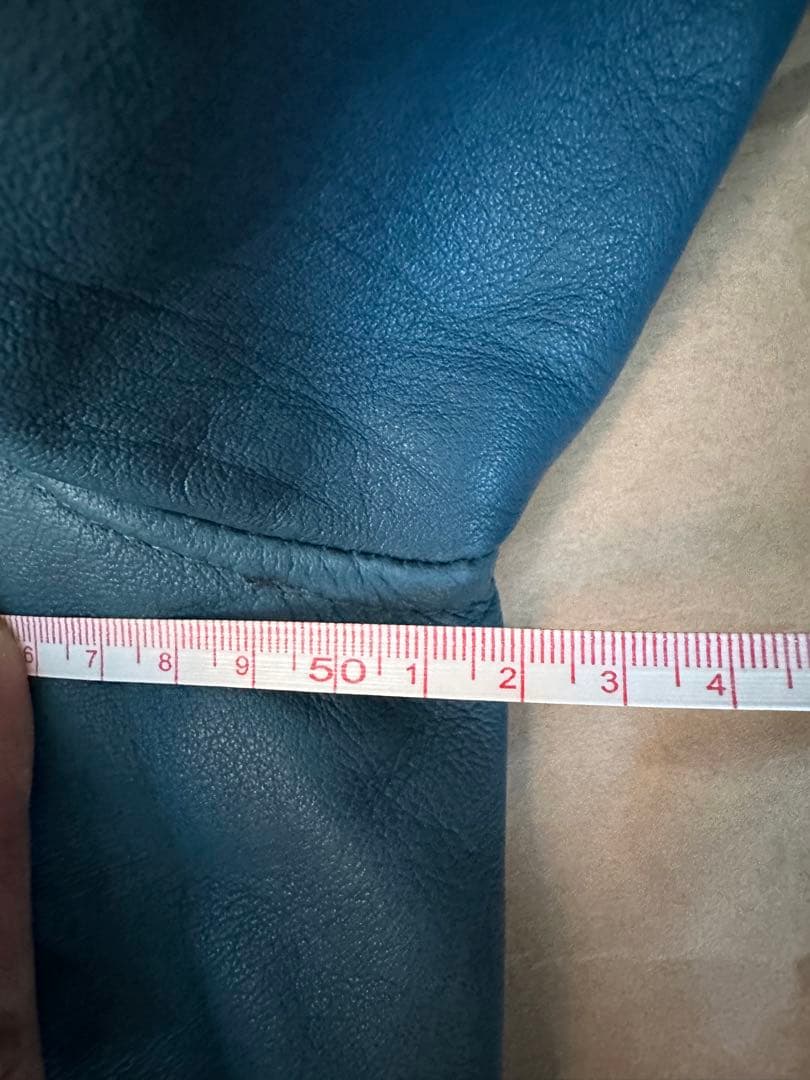 NO ID. 屋外未着用シープレザー ライダースJK ブルーグリーン WAX付