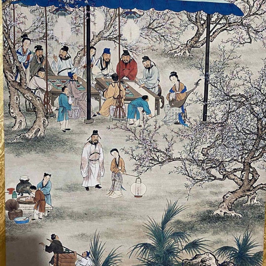 【特価】文征明 桃李夜宴図 掛け軸 中堂｜中国絵画｜四尺｜証書付き