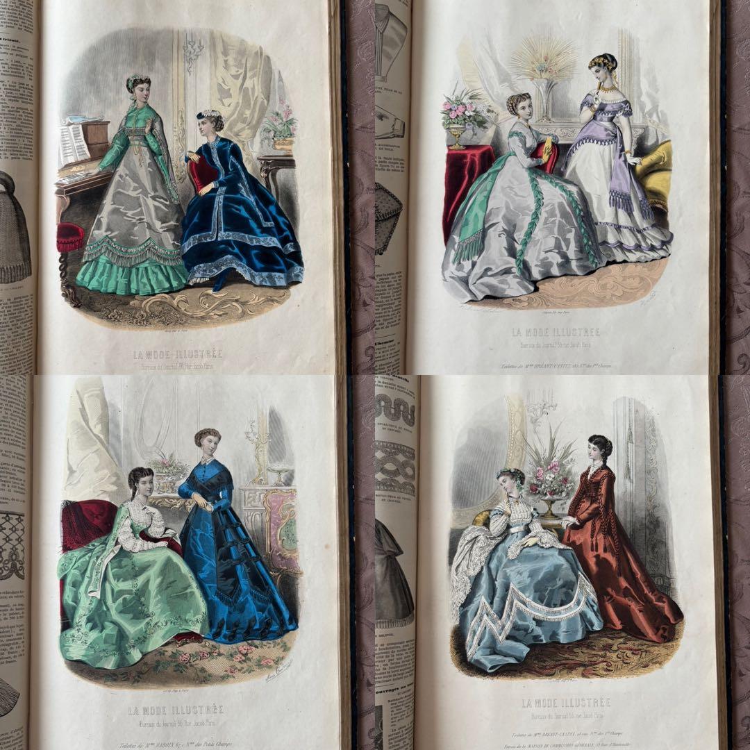 フランスアンティークファッションプレート合本 モード銅版画1867年
