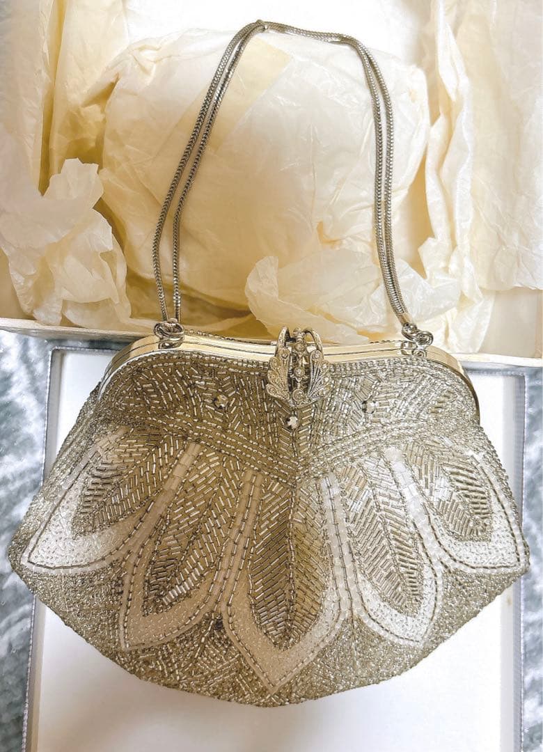 ビーズ刺繍バッグ アンティーク フォーマルバッグ