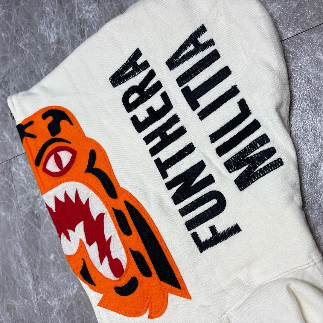 初期 bathingape タイガー フルジップパーカー ホワイト L BAPE