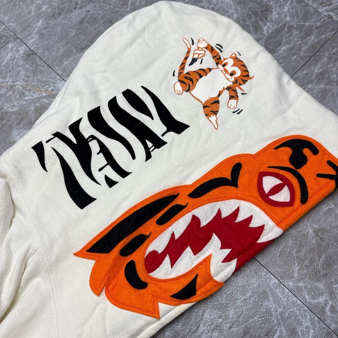 初期 bathingape タイガー フルジップパーカー ホワイト L BAPE
