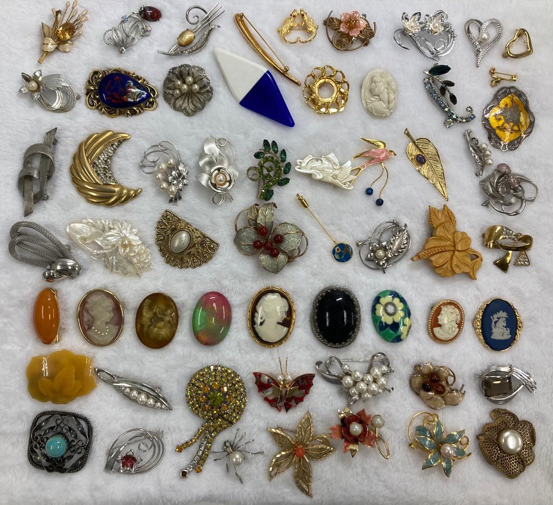 レディース　アクセサリー　プローチ　真珠　宝石　プローチ59点まとめ売り