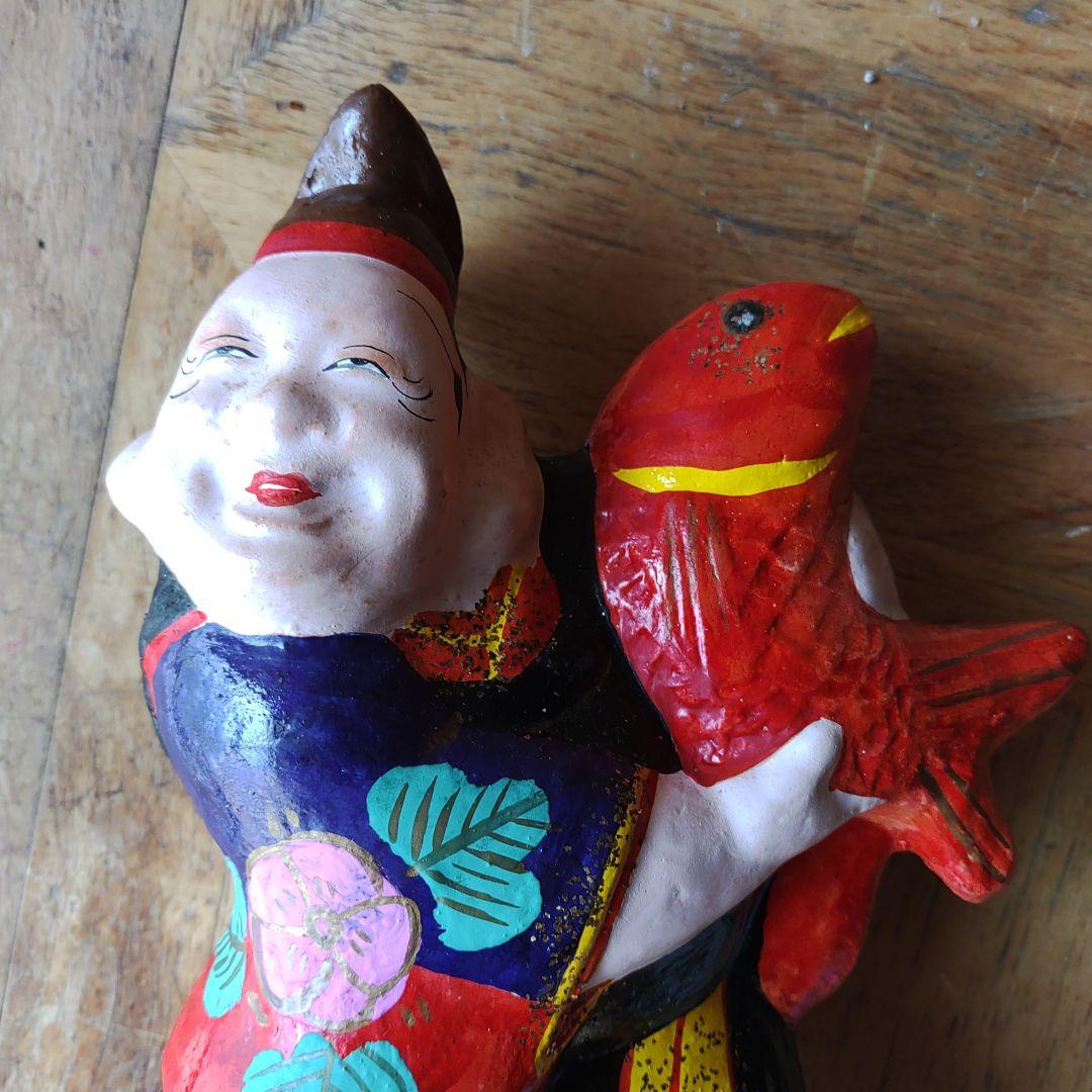 蔵出し【信州中野 郷土玩具】 鯛恵比寿 中野土人形 つちびな 土雛 倉庫保管品