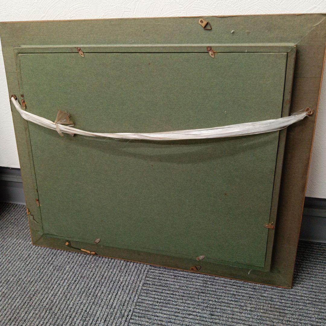 茅葺屋根の家屋 油絵 アンティーク ヴィンテージ