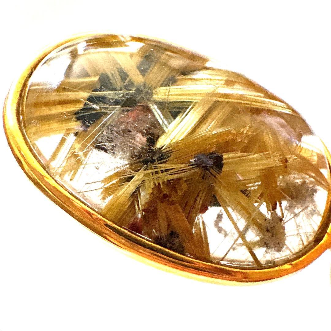 高品質稀少✴︎太陽放射タイチンルチルクォーツ　ペンダントトップ　金運財運蓄財運