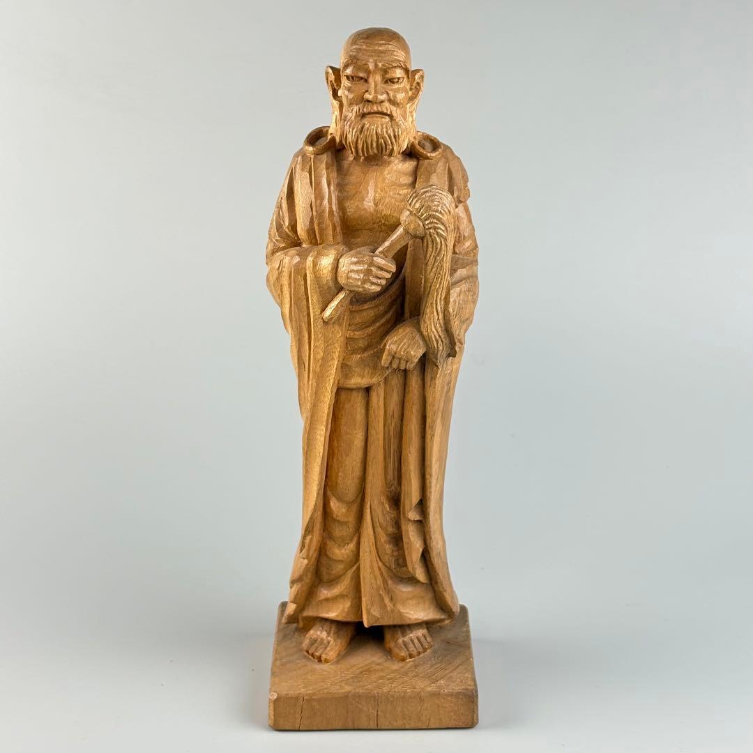 古美術 作家物 在銘 達磨 木彫 人物像 彫刻 アンティーク