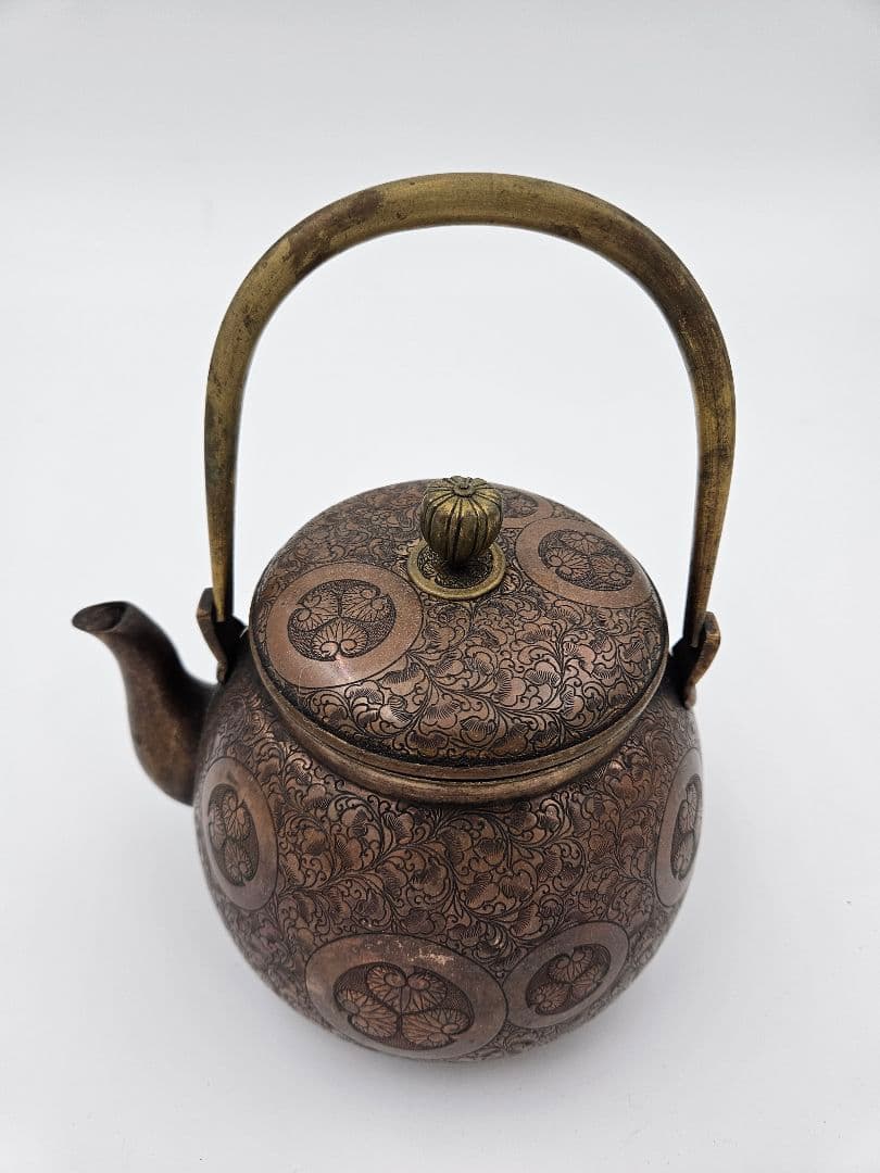 徳川家伝来 三つ葉葵紋 金銅薬缶 大名道具 煎茶道具 湯沸 時代物 骨董品