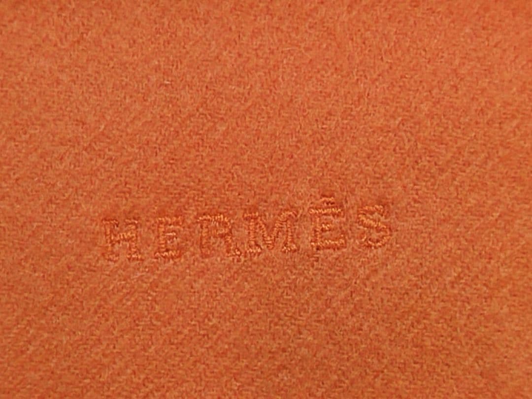 ジョビンエルメスHERMES カシミヤスマフラートール オレンジ5035