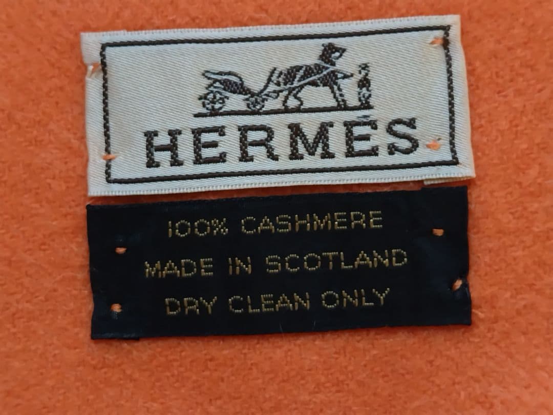 ジョビンエルメスHERMES カシミヤスマフラートール オレンジ5035