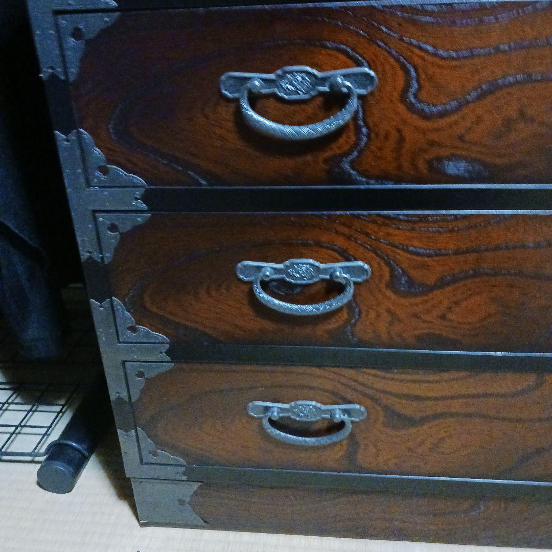 オ*ー様 ダークブラウン木製和風箪笥 5引き出し　整理箪笥