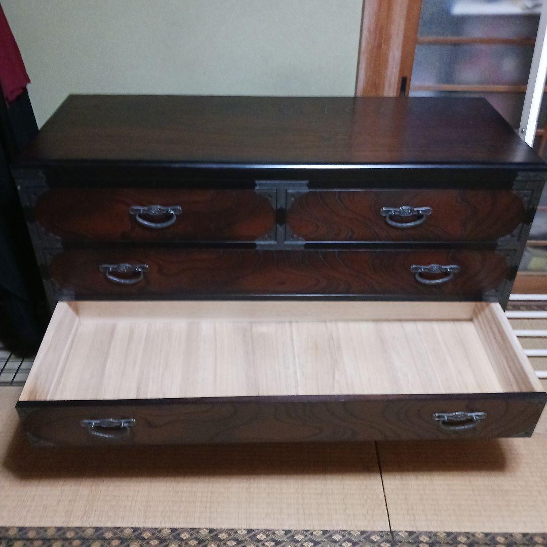 オ*ー様 ダークブラウン木製和風箪笥 5引き出し　整理箪笥
